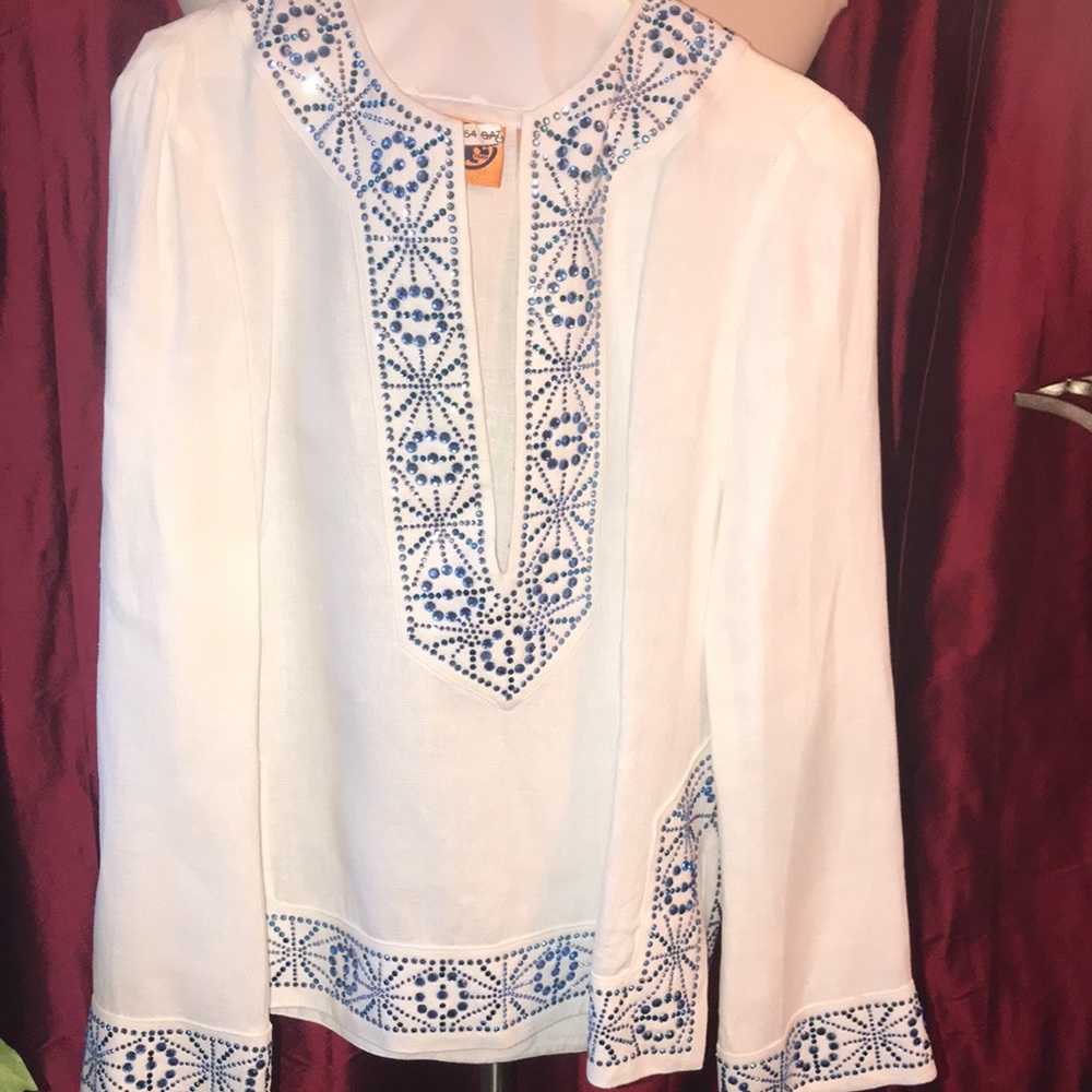 Authentic Tory Burch Crystal Linen Tunic